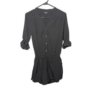 Shinestar Black Button Down Rolled Half Sleeve Romper Women's Size Small